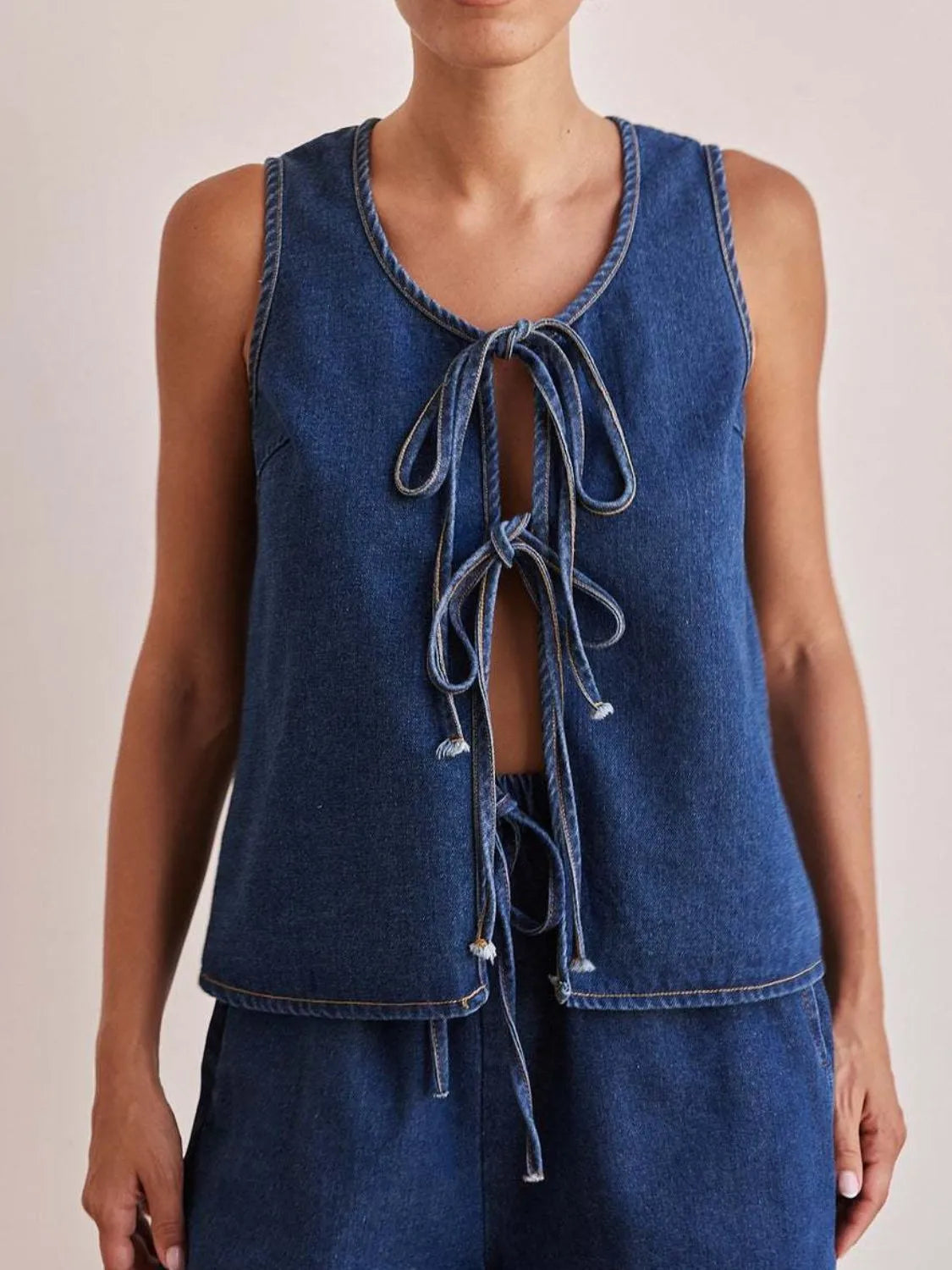 Nora - Drei Krawatten vorne Denim Weste gillet Ärmellos