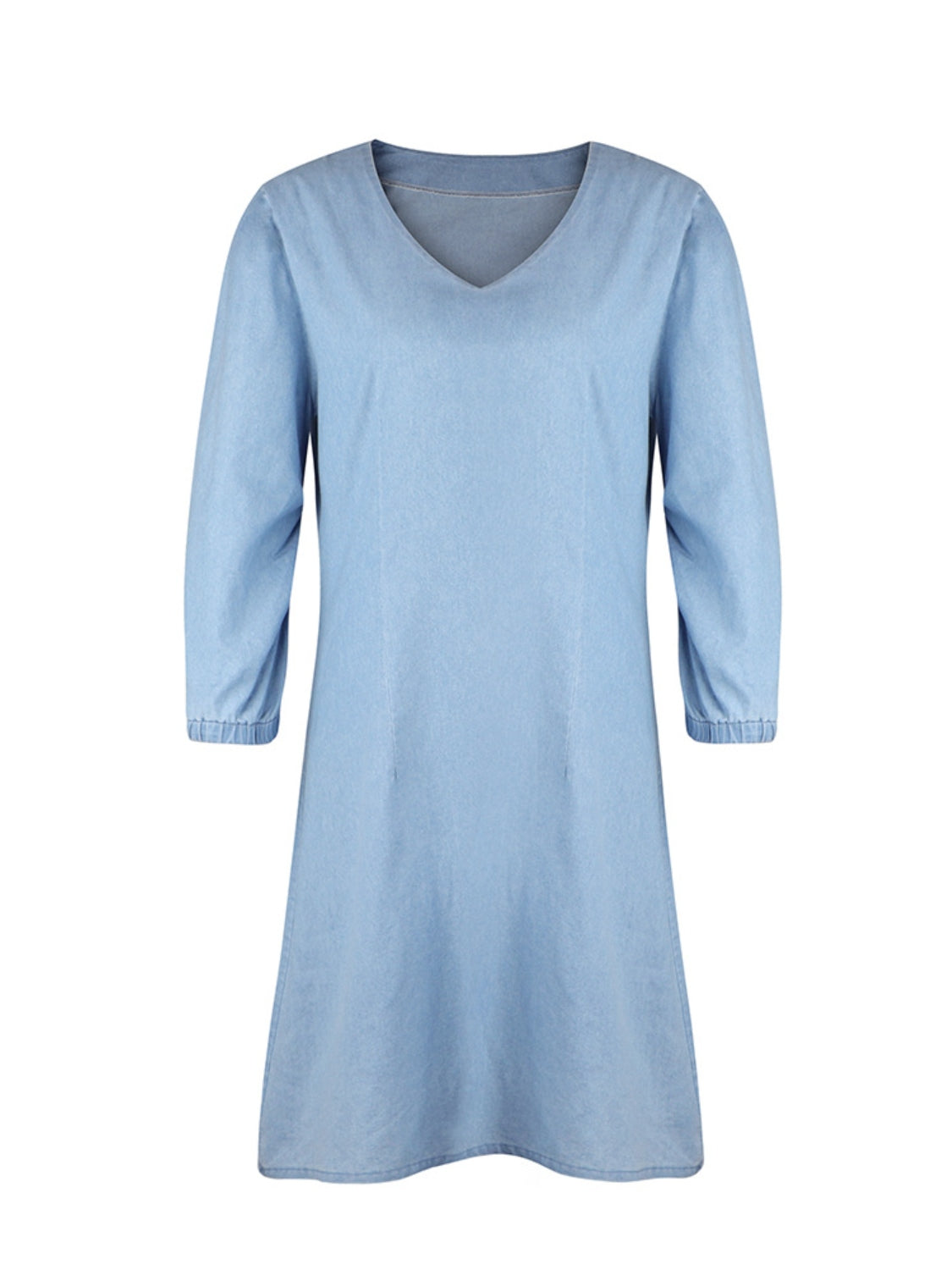 Tess - Kurzes Denim-Kleid mit V-Ausschnitt und halben Ärmeln