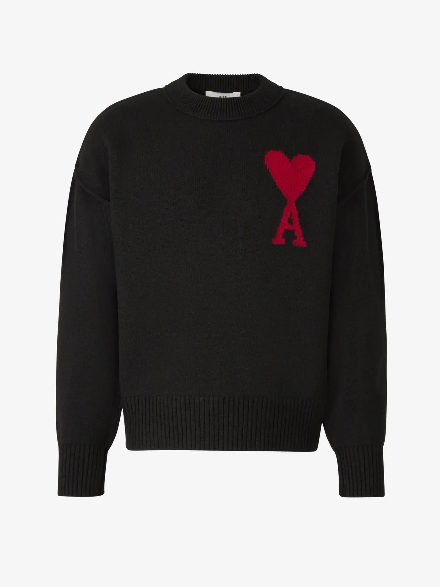 Bram - Ami Paris Atmungsaktiver Strickpullover mit Herz und Buchstabe Ein Detail
