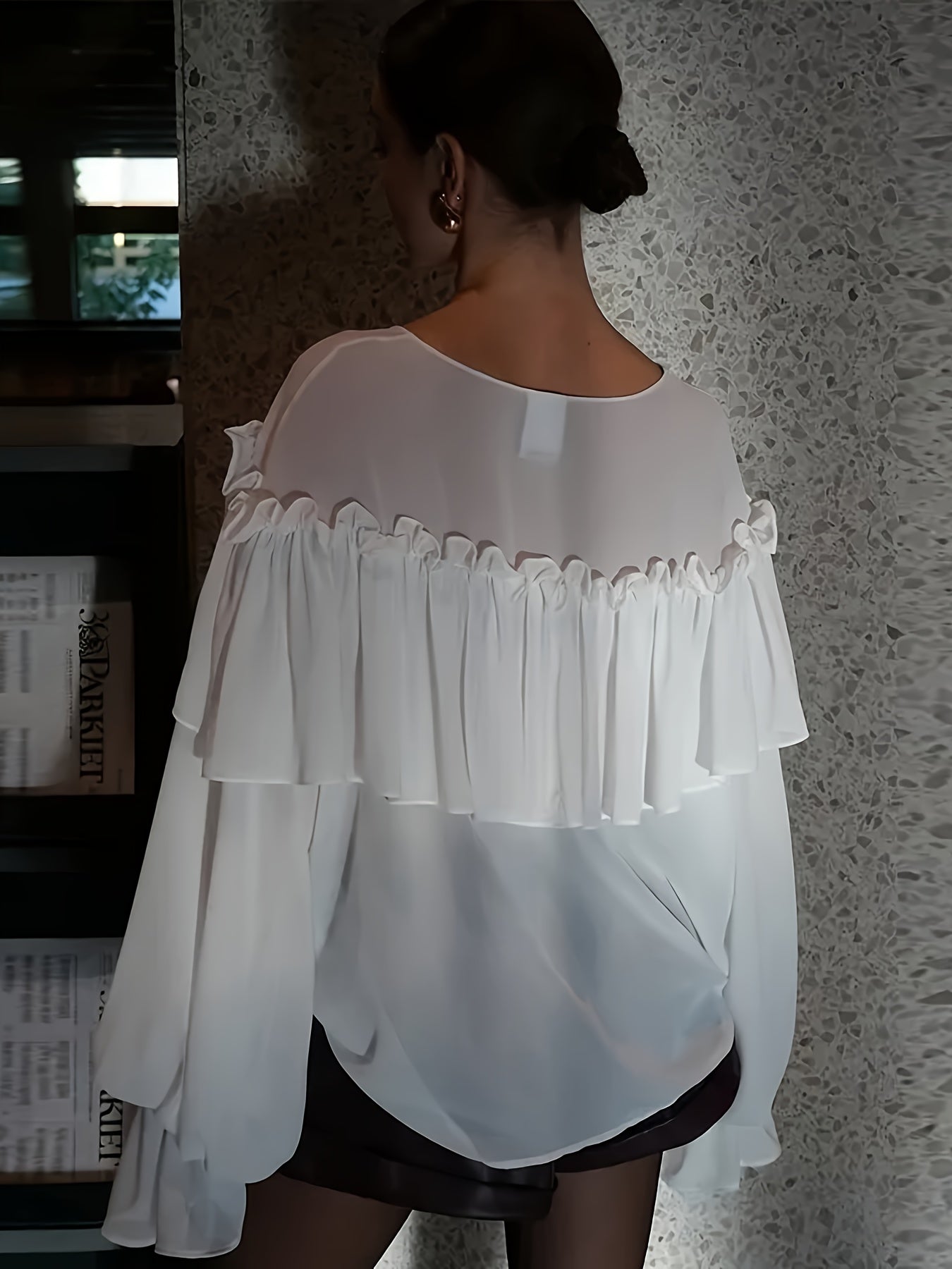 Noor - Dynamisches Schier Chiffon-Top mit langen Ärmeln