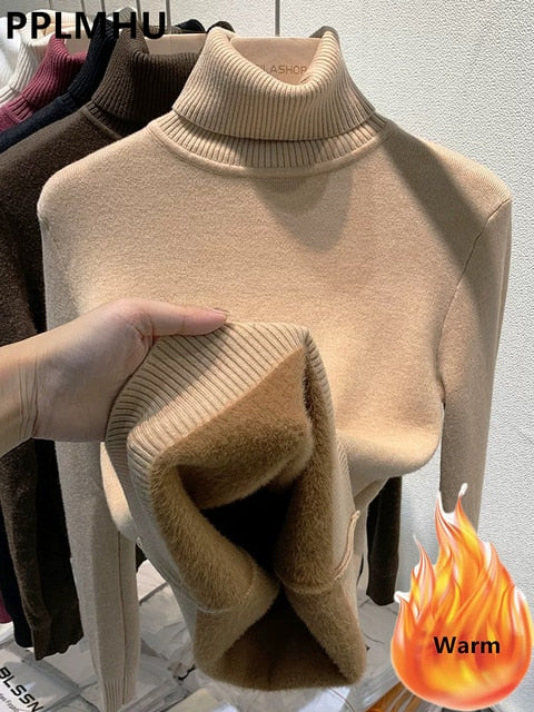Eloise - mit Samt gefütterter Rollkragenpullover für Frauen
