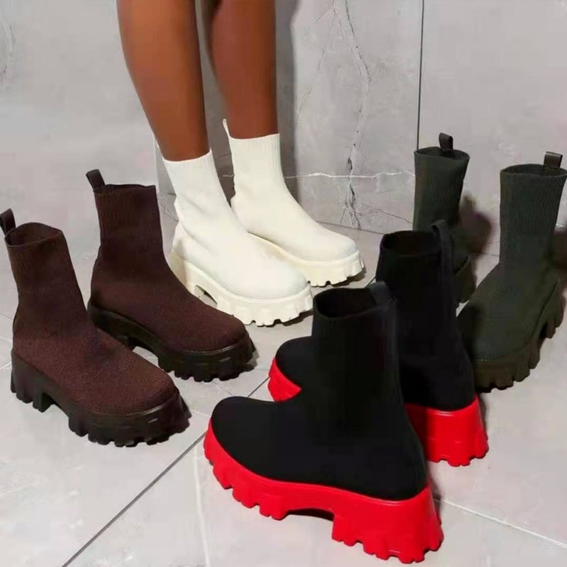 Annetje - Stretch-Stiefeletten mit dicker Stoffsohle