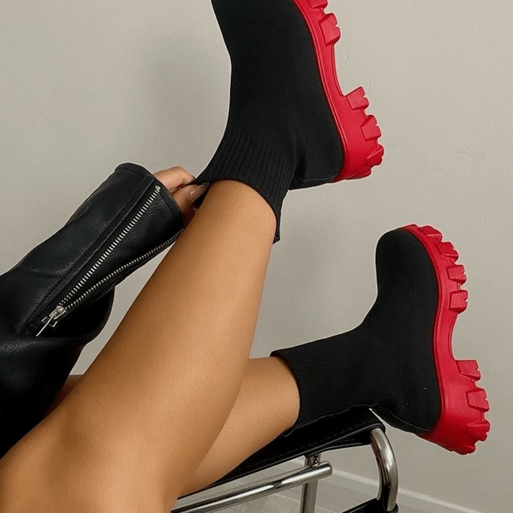 Annetje - Stretch-Stiefeletten mit dicker Stoffsohle