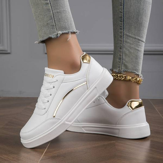 Sydney - weiße Schuhe mit goldenen und silbernen Details