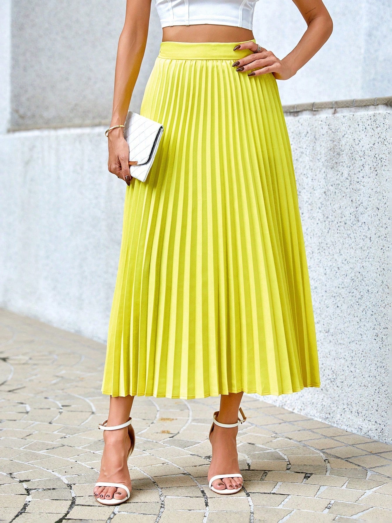 Misty - Plissierter Midirock mit hohem Gummizug in der Taille