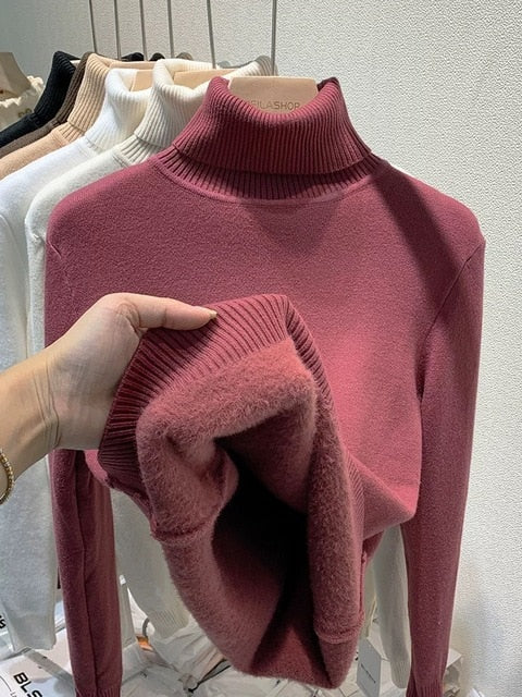 Eloise - mit Samt gefütterter Rollkragenpullover für Frauen