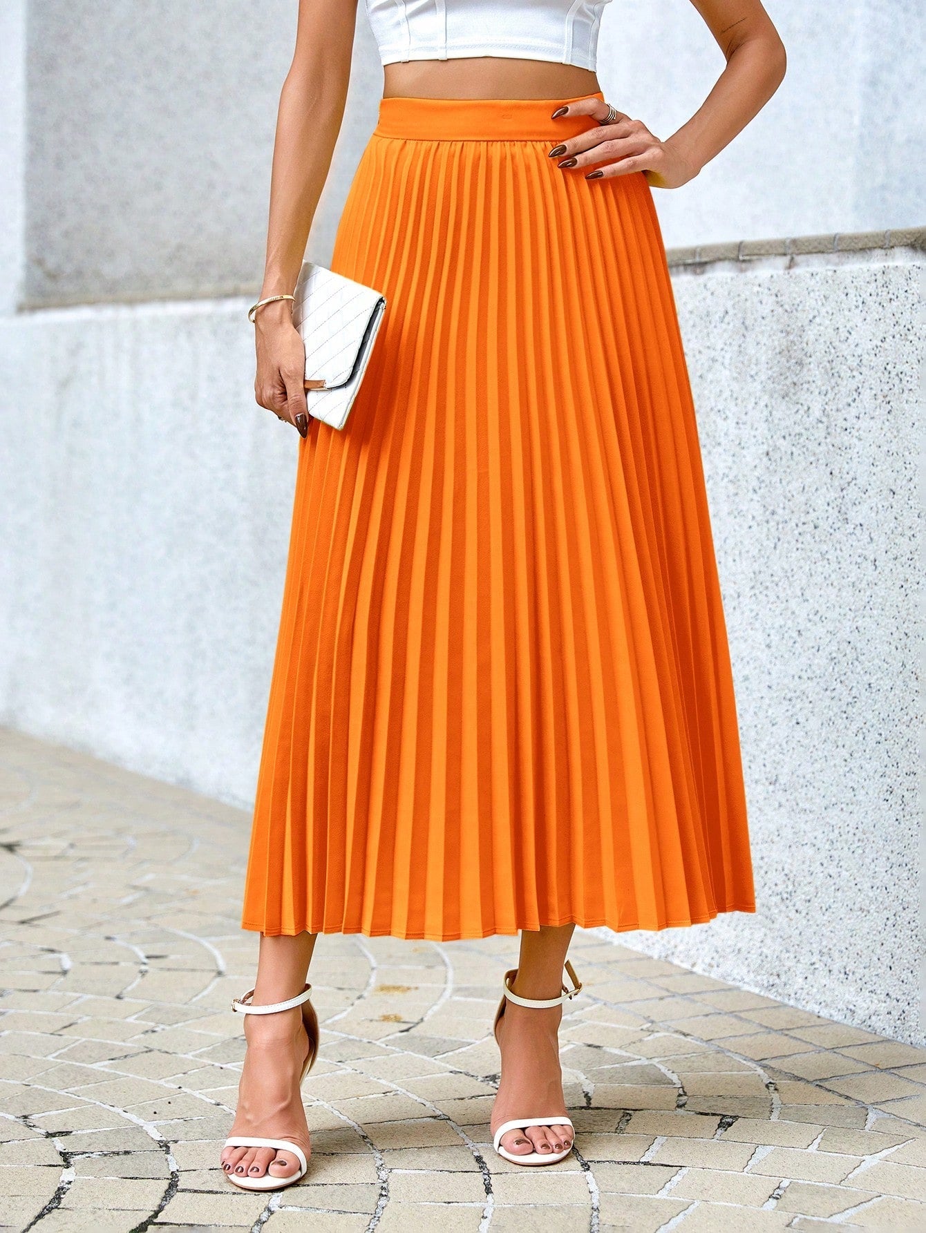 Misty - Plissierter Midirock mit hohem Gummizug in der Taille