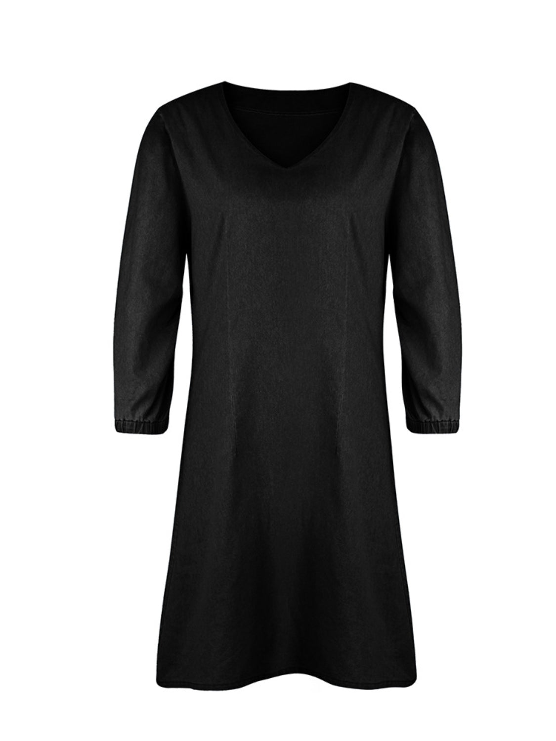 Tess - Kurzes Denim-Kleid mit V-Ausschnitt und halben Ärmeln