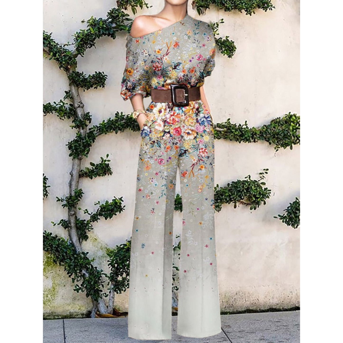 Sanne - Schulterfreier Jumpsuit mit Blumendruck