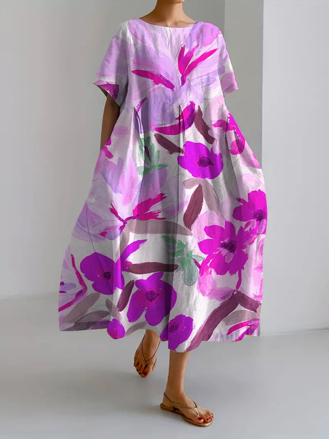 Dayana - lockeres Freizeitkleid für Frauen im Retro-Blumenmuster
