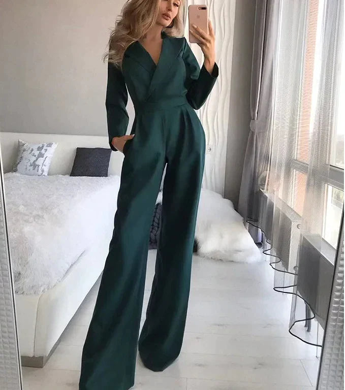 Dakota - modischer langer Jumpsuit mit Kragen und weitem Bein für einen raffinierten und modernen Look