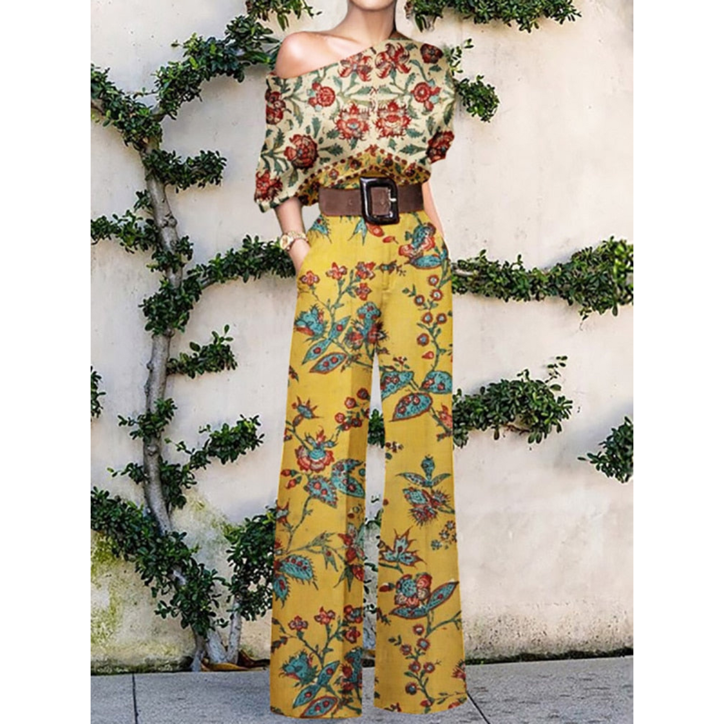 Sanne - Schulterfreier Jumpsuit mit Blumendruck