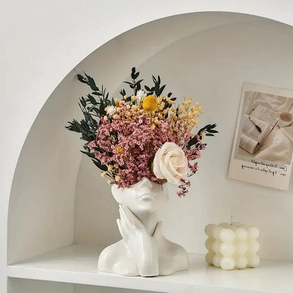 FaceVase Keramik-Design-Vase in Form eines Gesichts mit Händen