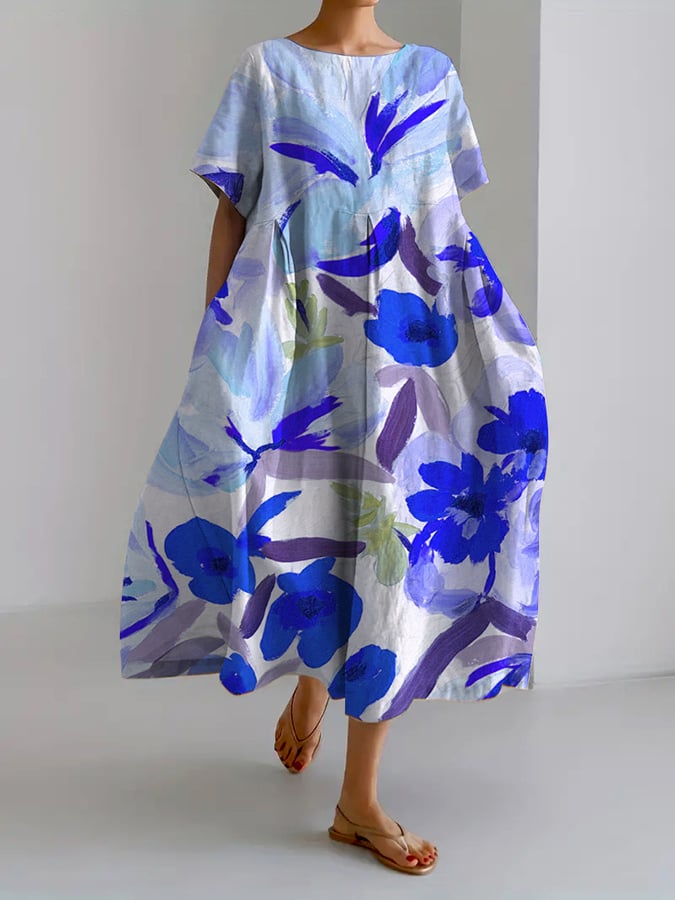 Dayana - lockeres Freizeitkleid für Frauen im Retro-Blumenmuster