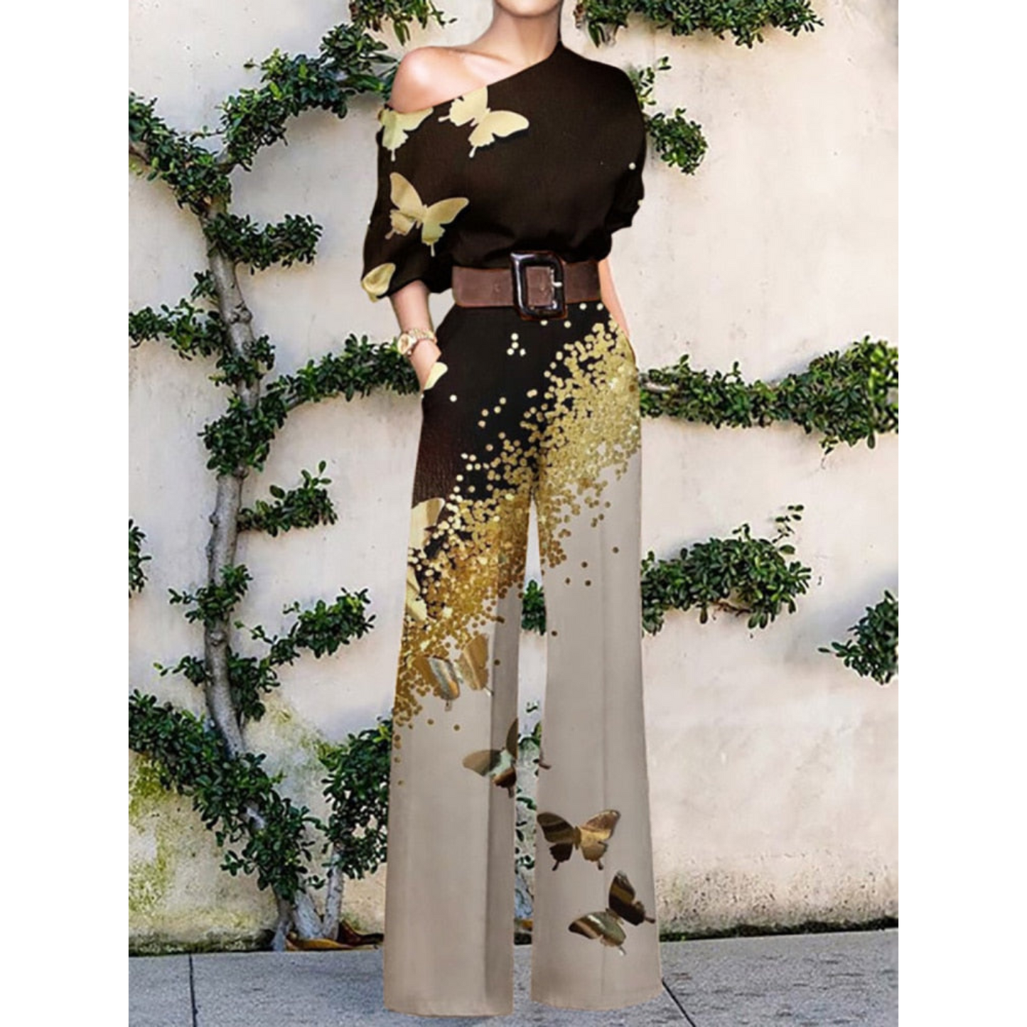 Sanne - Schulterfreier Jumpsuit mit Blumendruck