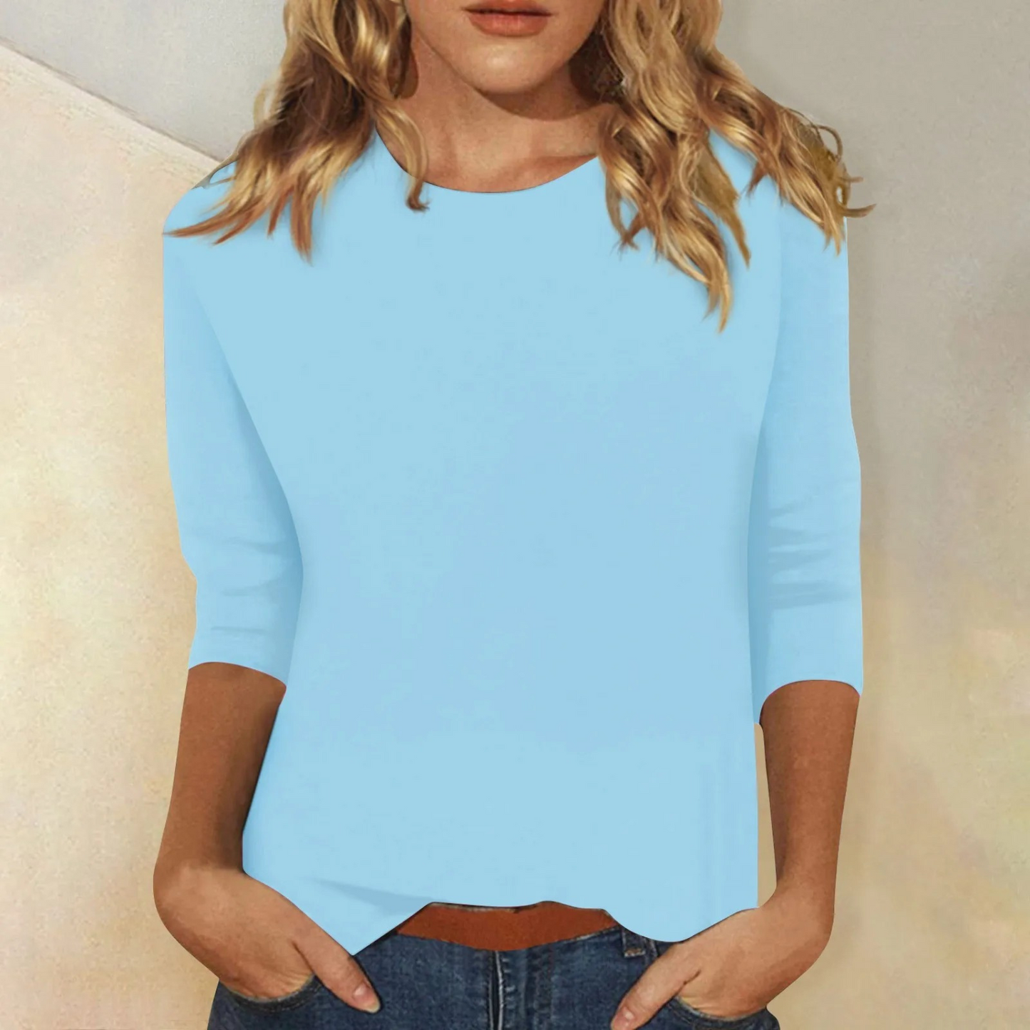 Blondie - schwarzes Langarmshirt für Damen, Rundhalsausschnitt