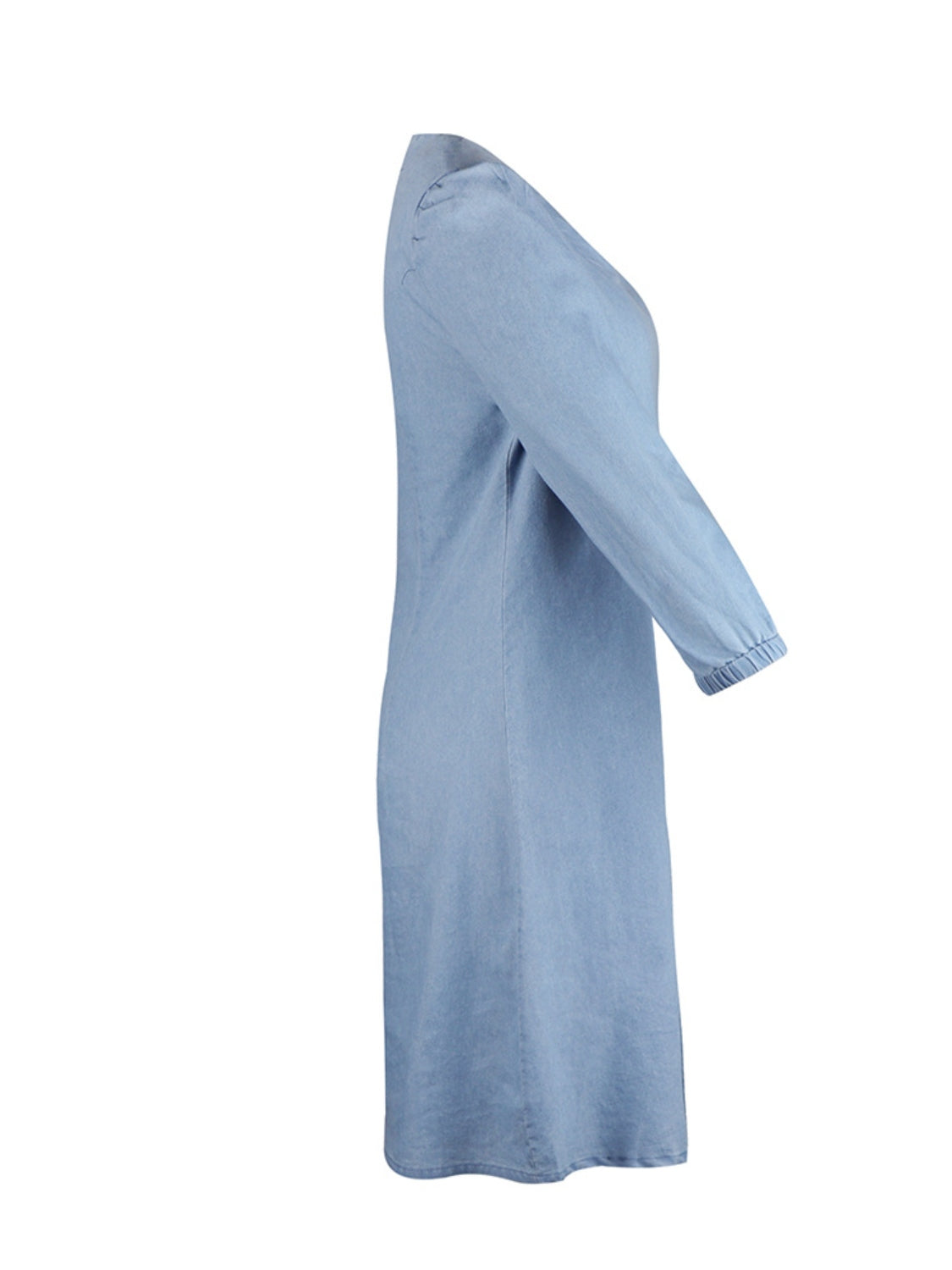 Tess - Kurzes Denim-Kleid mit V-Ausschnitt und halben Ärmeln
