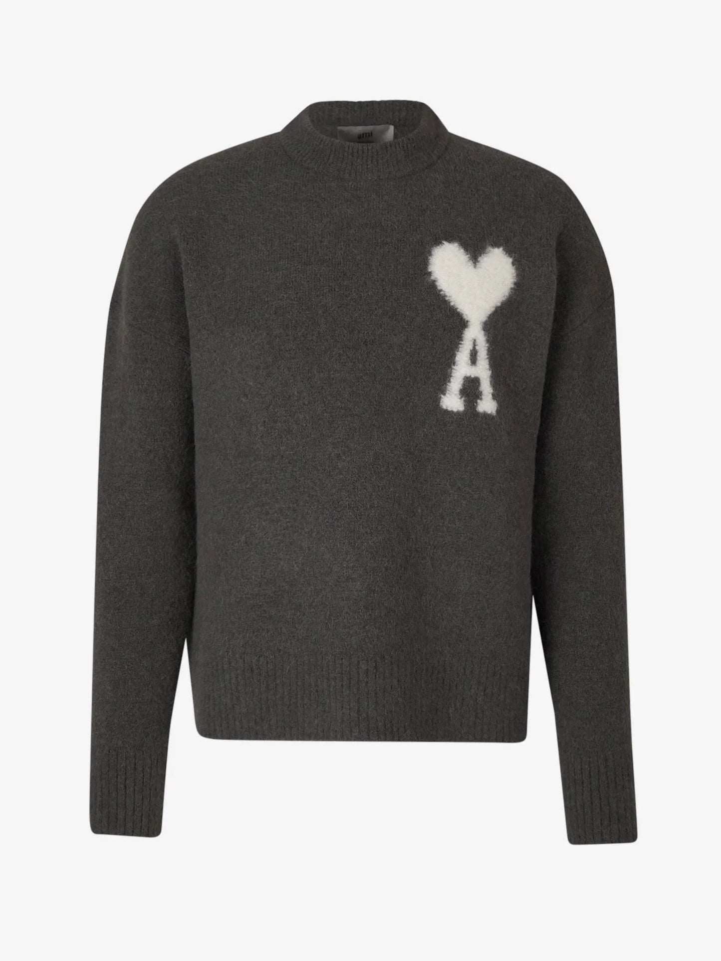 Bram - Ami Paris Atmungsaktiver Strickpullover mit Herz und Buchstabe Ein Detail