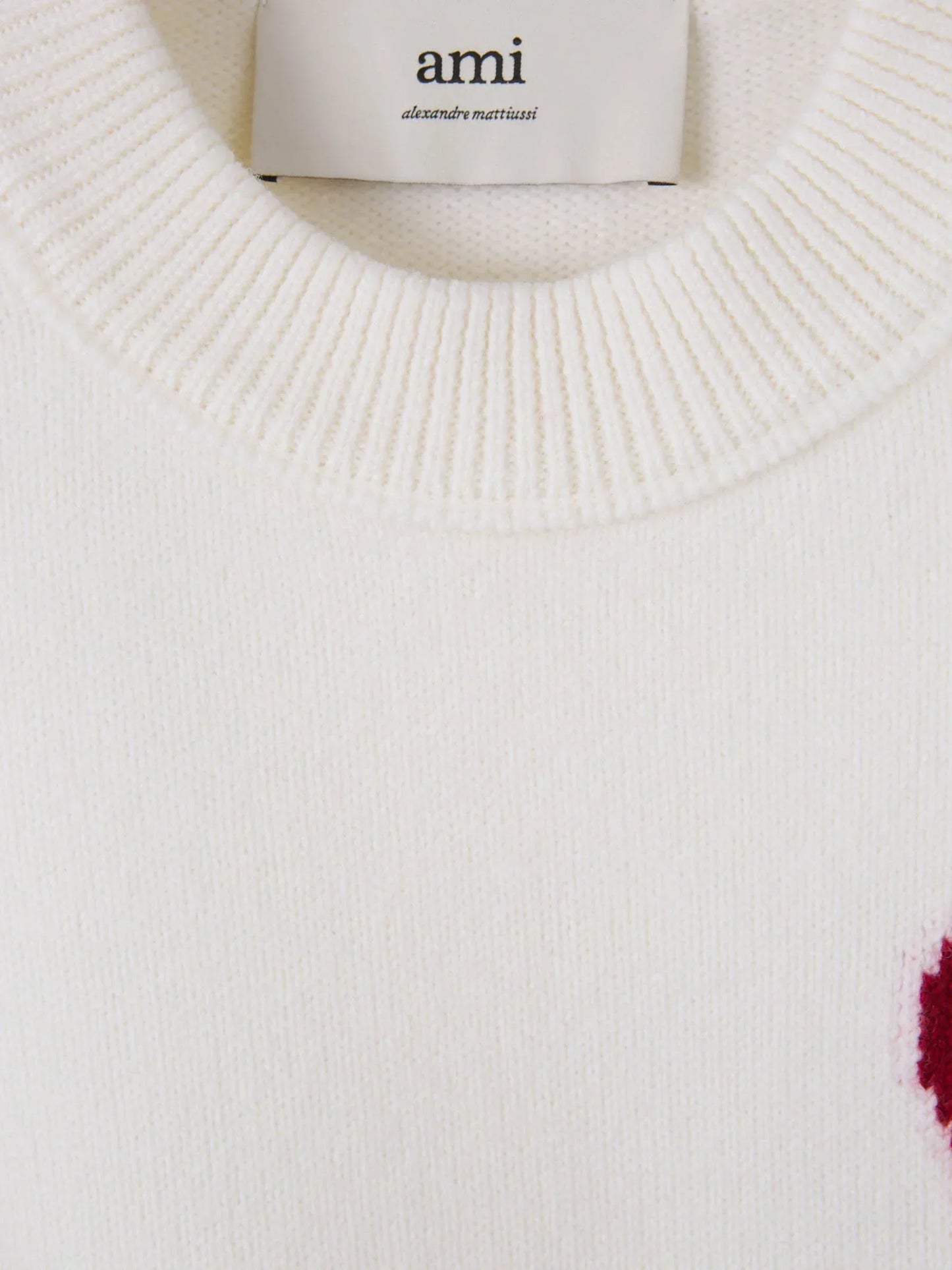 Bram - Ami Paris Atmungsaktiver Strickpullover mit Herz und Buchstabe Ein Detail