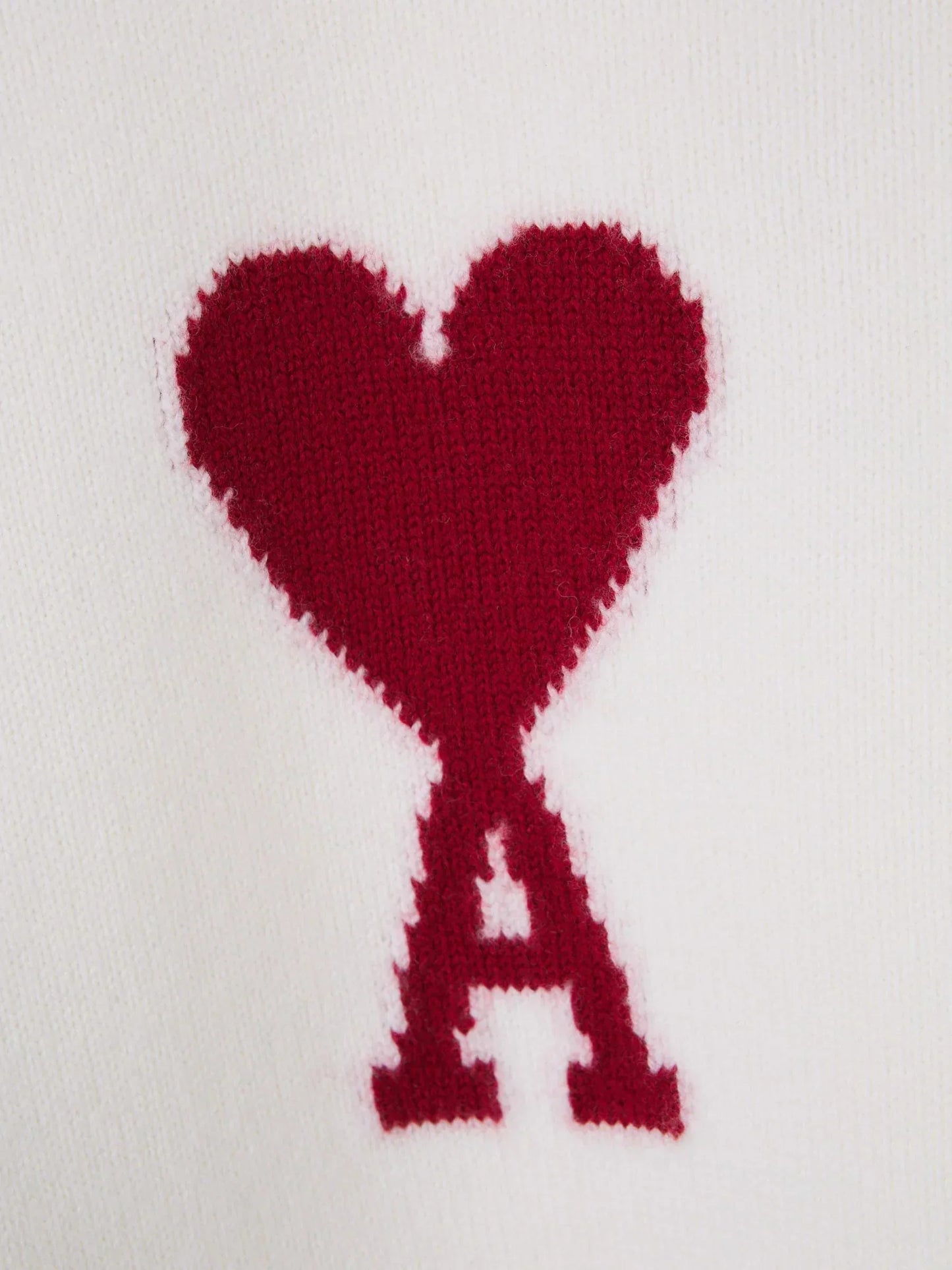 Bram - Ami Paris Atmungsaktiver Strickpullover mit Herz und Buchstabe Ein Detail