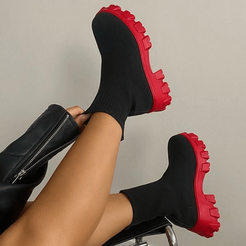 Annetje - Stretch-Stiefeletten mit dicker Stoffsohle