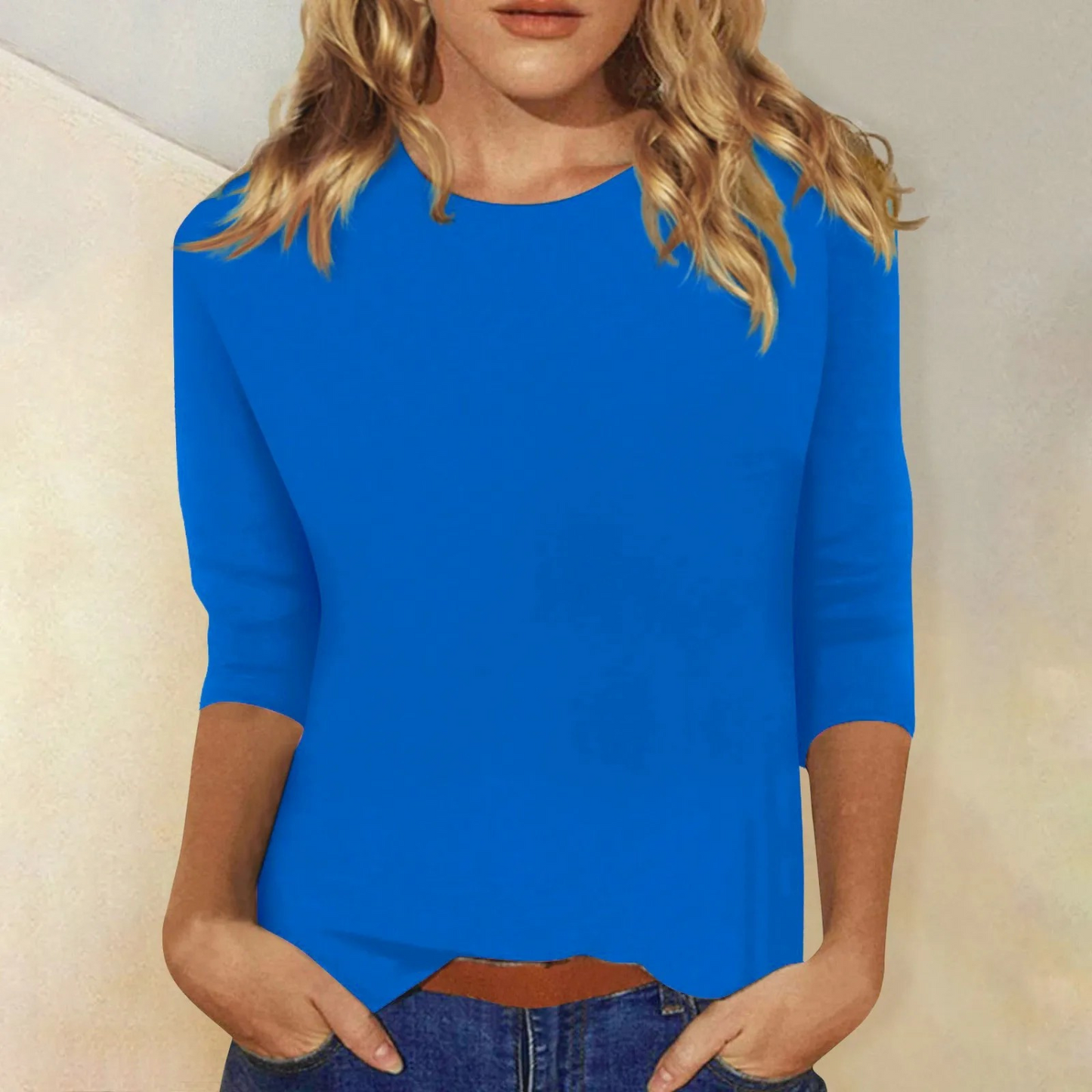 Blondie - schwarzes Langarmshirt für Damen, Rundhalsausschnitt