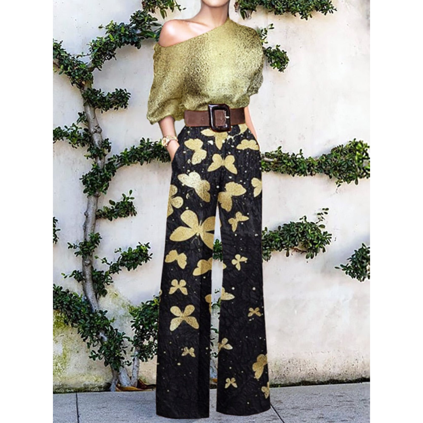 Sanne - Schulterfreier Jumpsuit mit Blumendruck