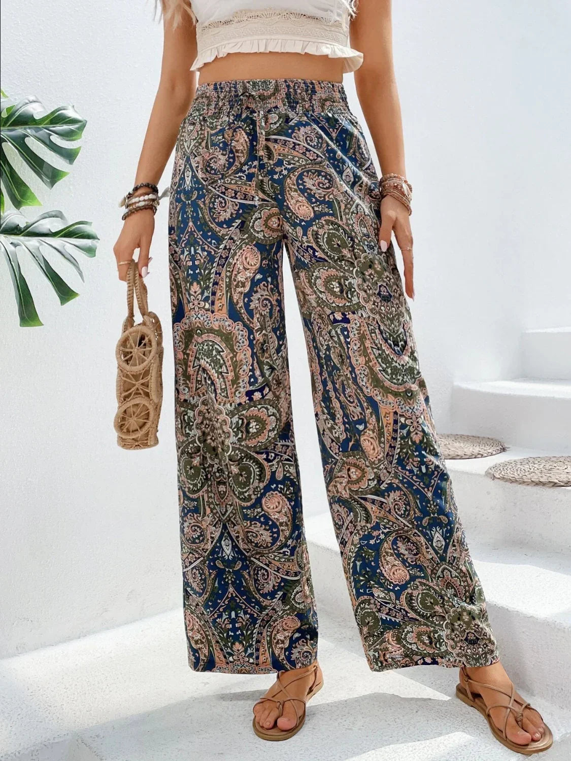 Lauren - bedruckte Hose mit weitem Bein