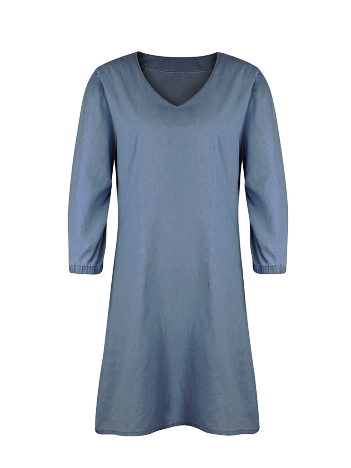 Tess - Kurzes Denim-Kleid mit V-Ausschnitt und halben Ärmeln