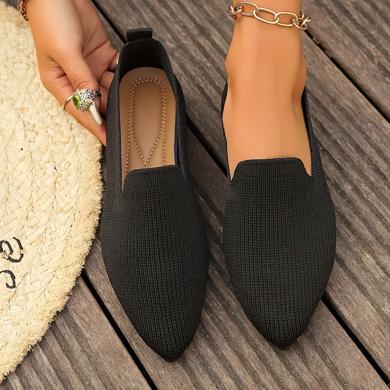 Femke - Geflochtene spitze Ballerina Loafers in leuchtenden Farben mit rutschfester Unten