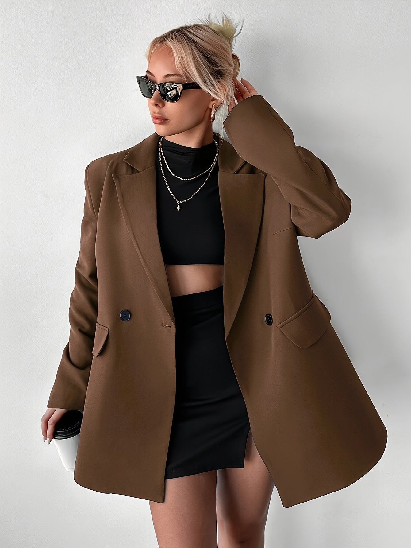 Janneke - Mokkabrauner Blazer in Überdimensionale für Frauen