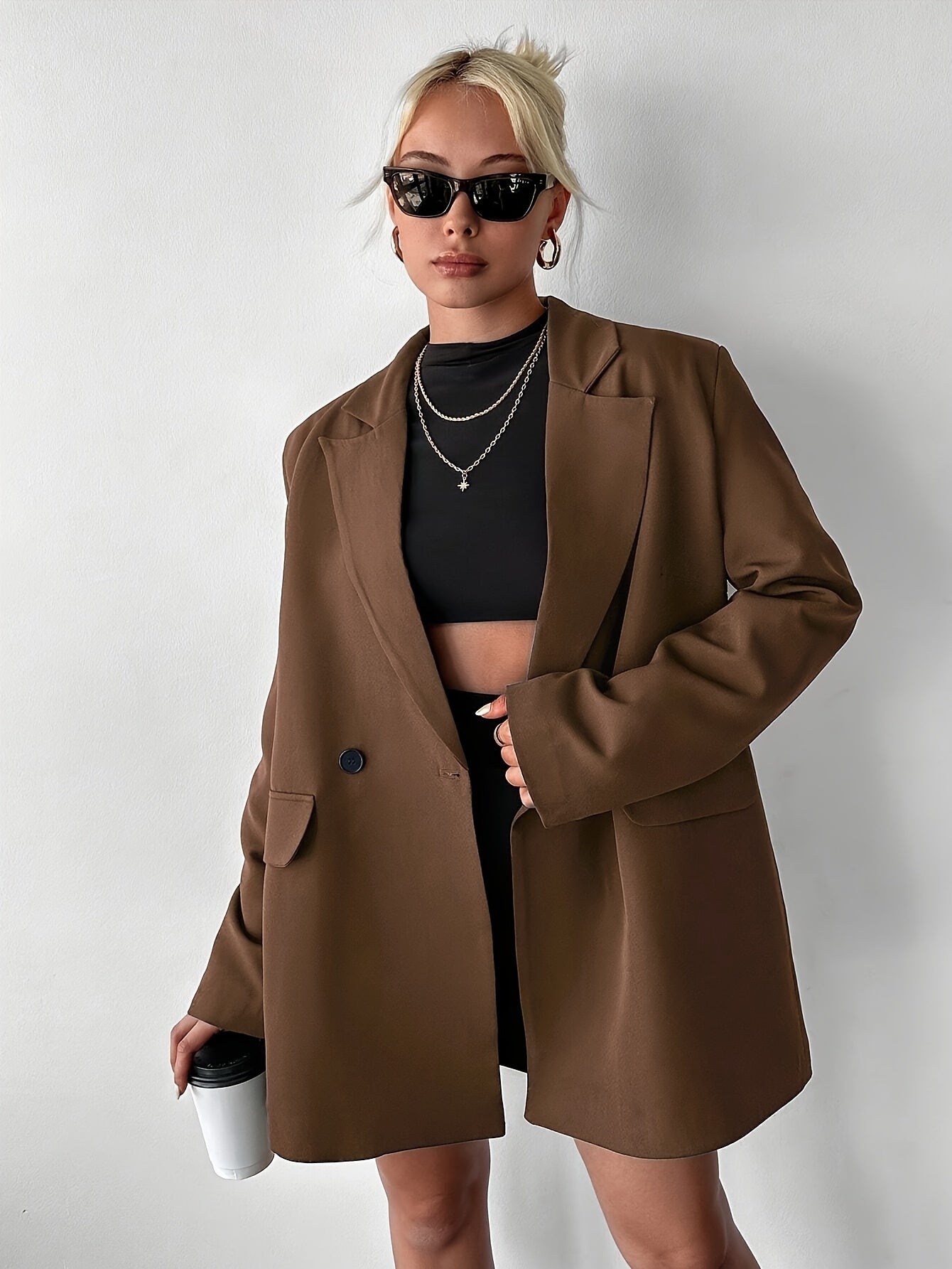 Janneke - Mokkabrauner Blazer in Überdimensionale für Frauen