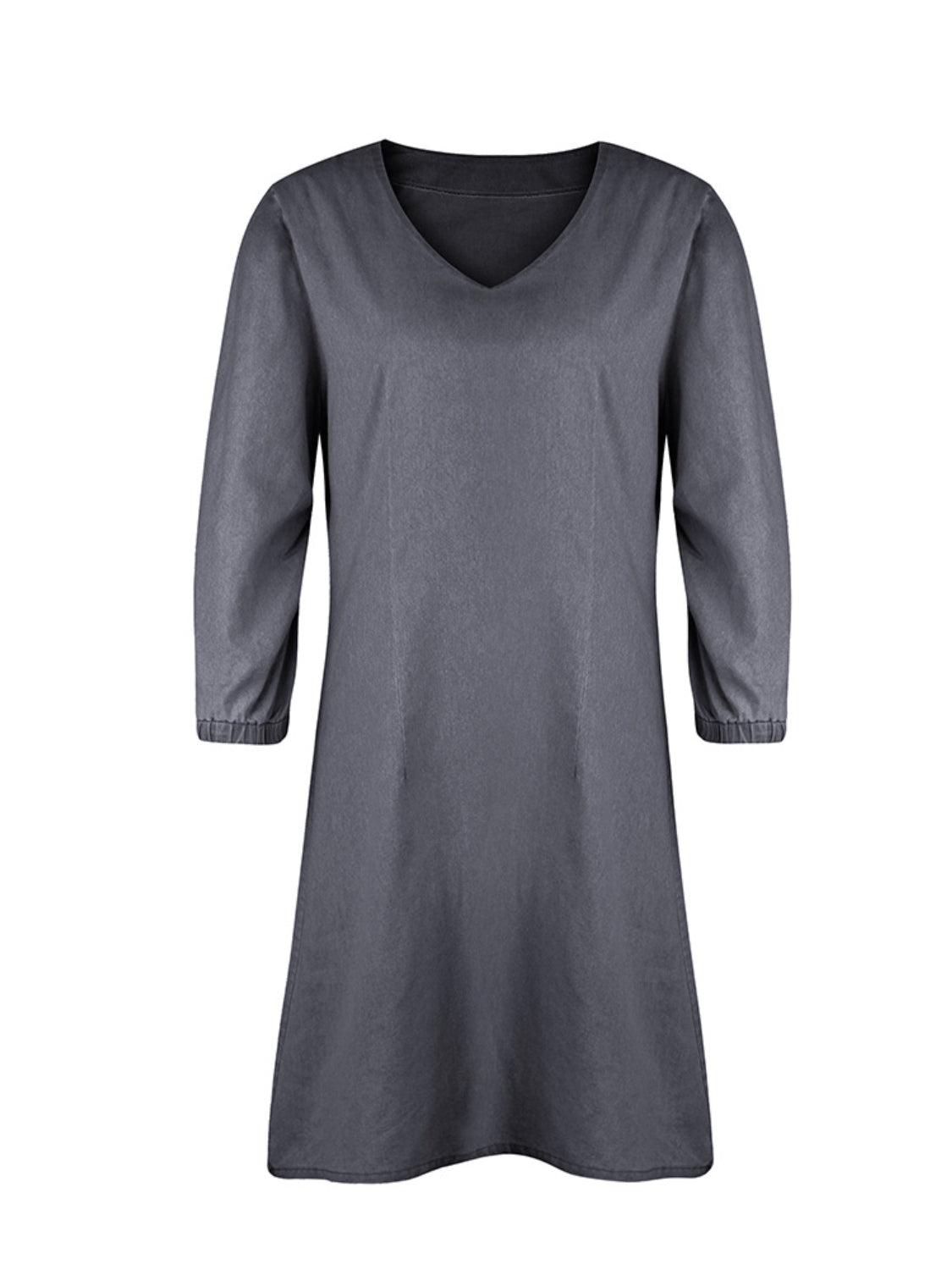 Tess - Kurzes Denim-Kleid mit V-Ausschnitt und halben Ärmeln