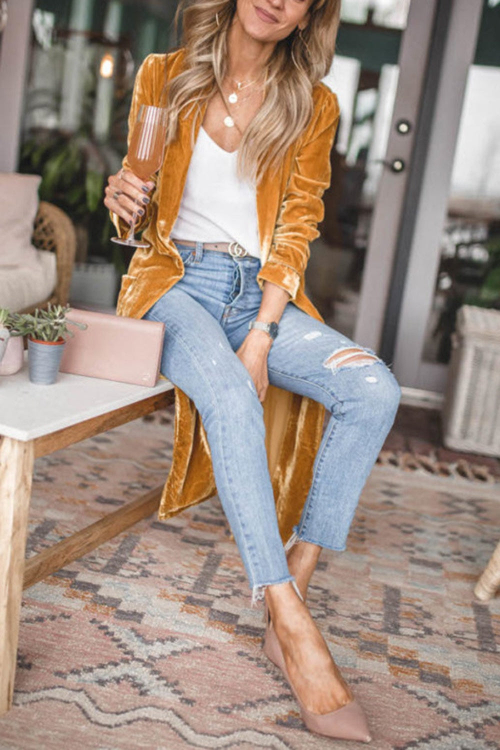 Mila - Weiches Wildleder Lange öffnen elegante Strickjacke weste