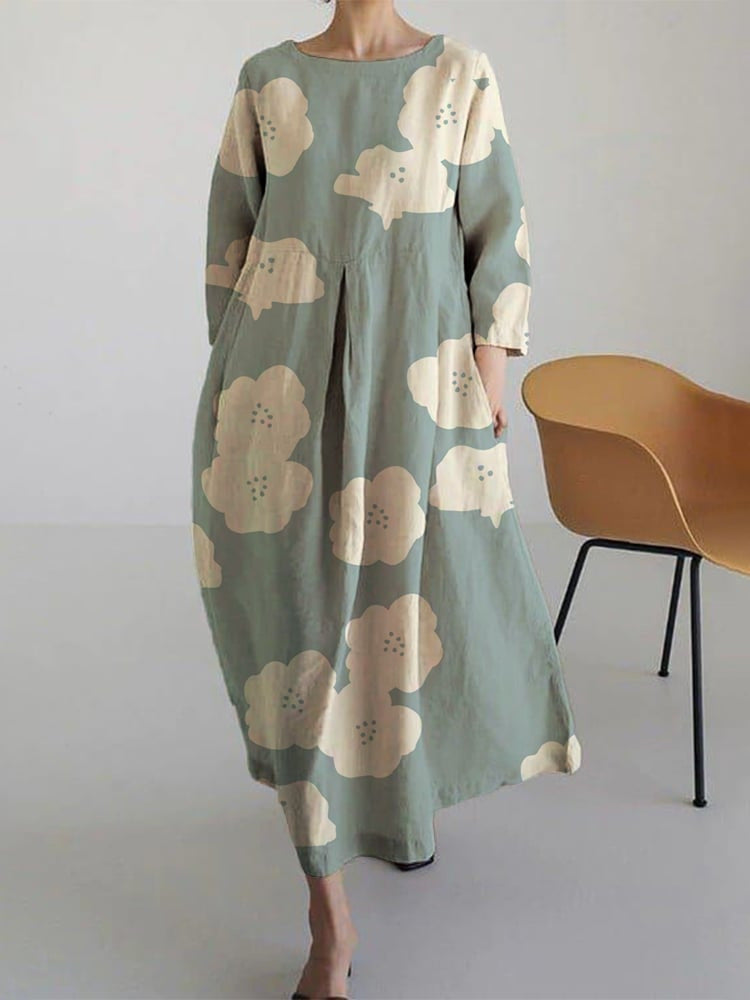 Ringelblume - Luxus locker sitzend Crew Rundhalsausschnitt Kleid