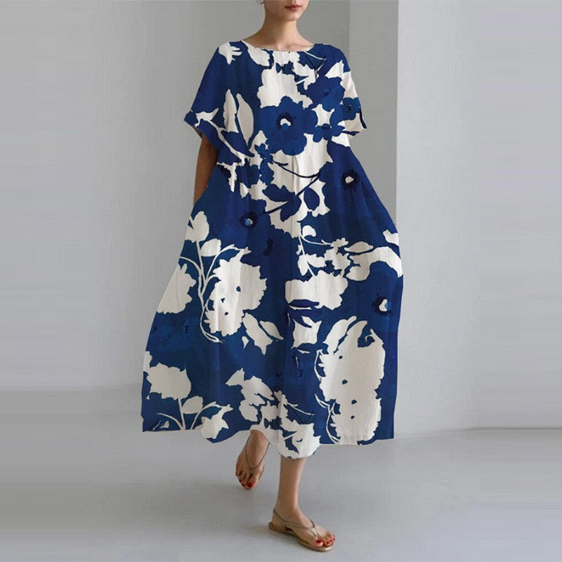 Ringelblume - Luxus locker sitzend Crew Rundhalsausschnitt Kleid