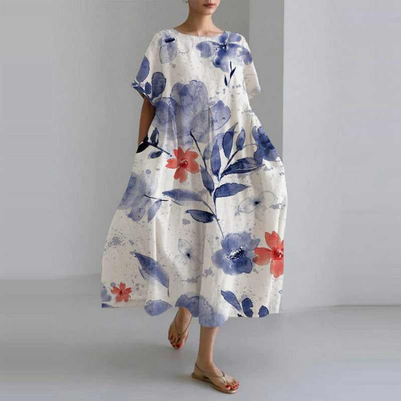 Ringelblume - Luxus locker sitzend Crew Rundhalsausschnitt Kleid