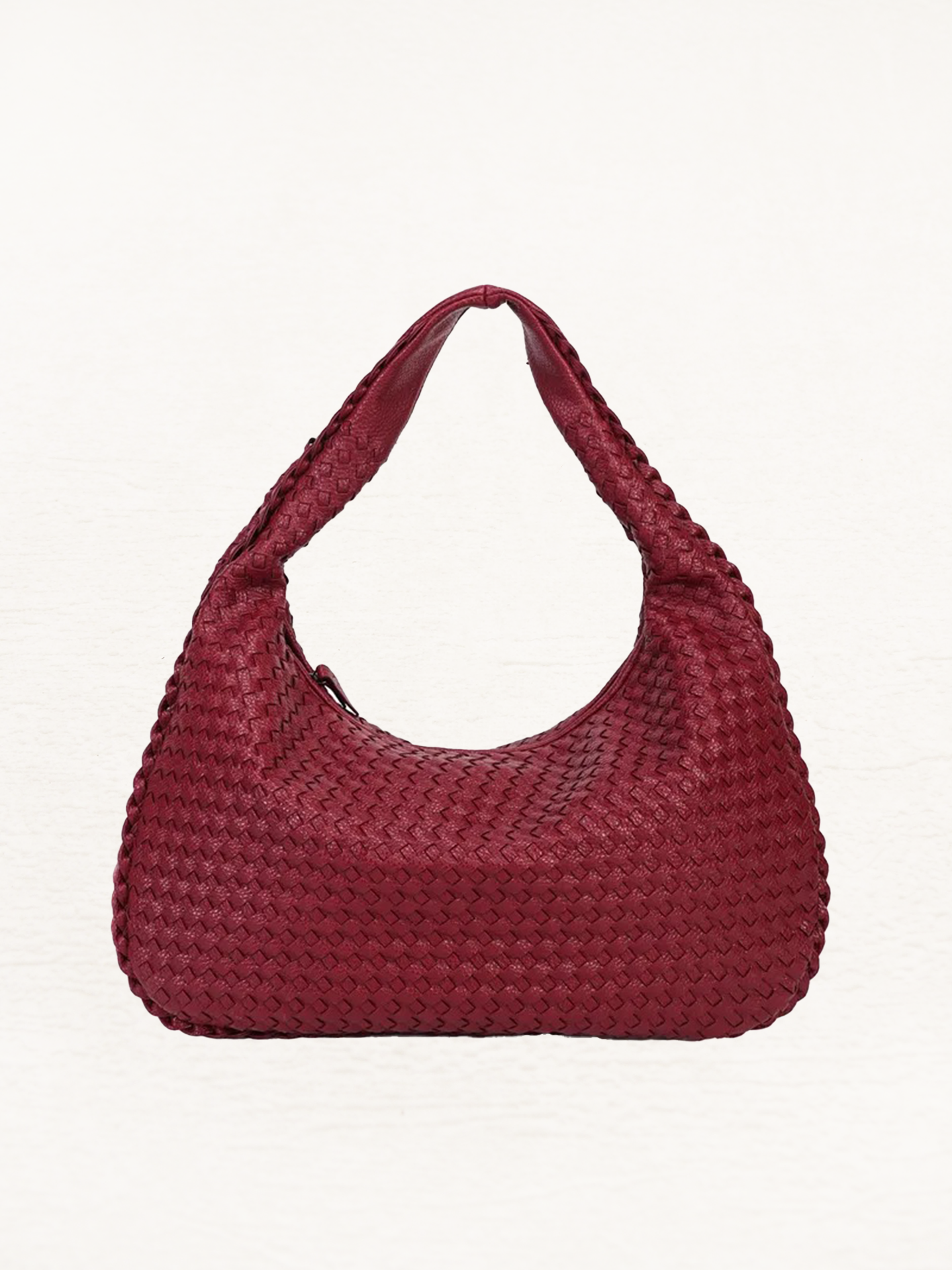 Anouk - Geflochtene Umhängetasche für Frauen | Handtasche | Designertasche in Burgundisch Rot