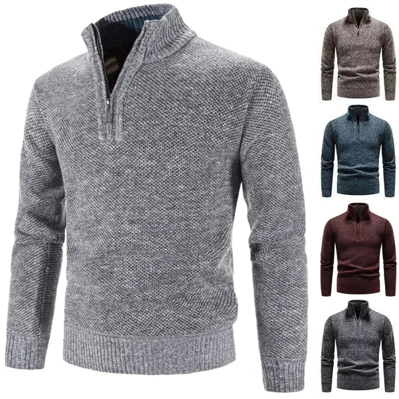 Luca - vielseitiger Strickpullover mit halbem Reißverschluss für Herren