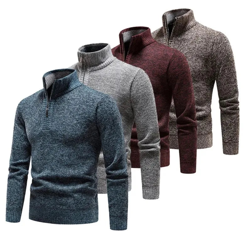 Luca - vielseitiger Strickpullover mit halbem Reißverschluss für Herren