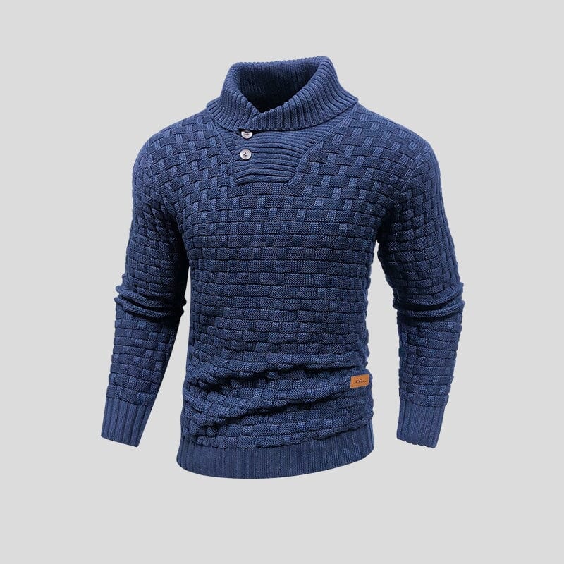 Samuel - warmer Strickpullover mit Karomuster und hohem Kragen
