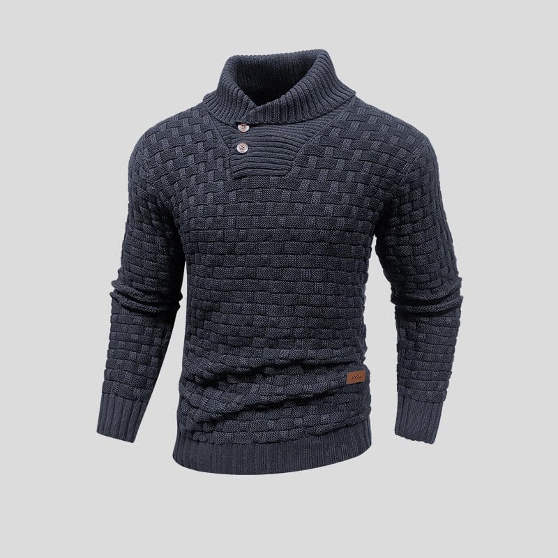 Samuel - warmer Strickpullover mit Karomuster und hohem Kragen