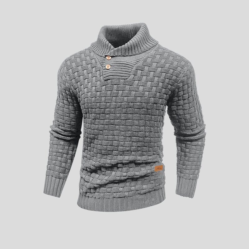 Samuel - warmer Strickpullover mit Karomuster und hohem Kragen