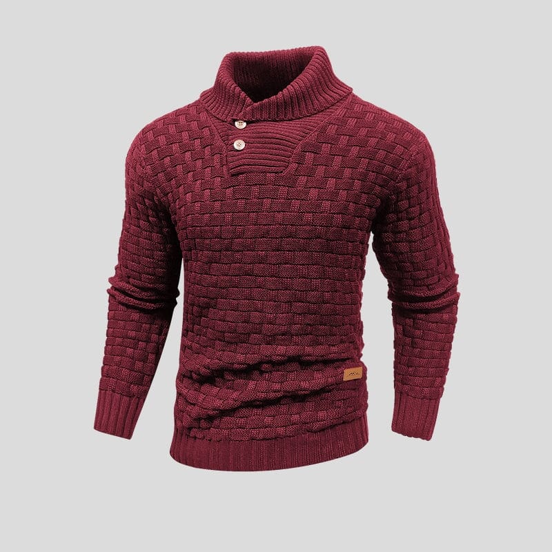 Samuel - warmer Strickpullover mit Karomuster und hohem Kragen