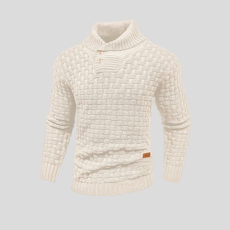Samuel - warmer Strickpullover mit Karomuster und hohem Kragen