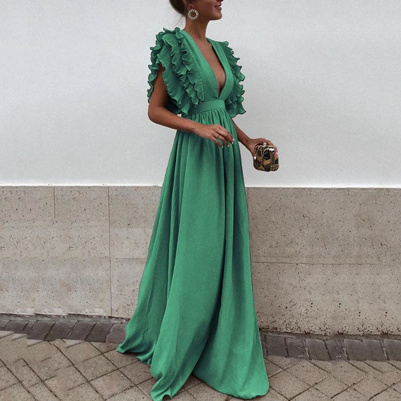 Kailey - elegant Kleid mit gerüschten Ärmeln