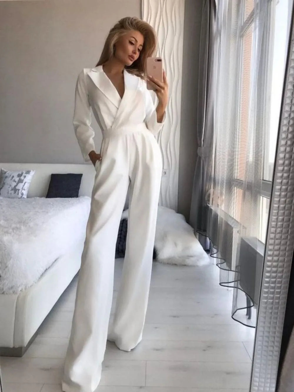 Dakota - modischer langer Jumpsuit mit Kragen und weitem Bein für einen raffinierten und modernen Look