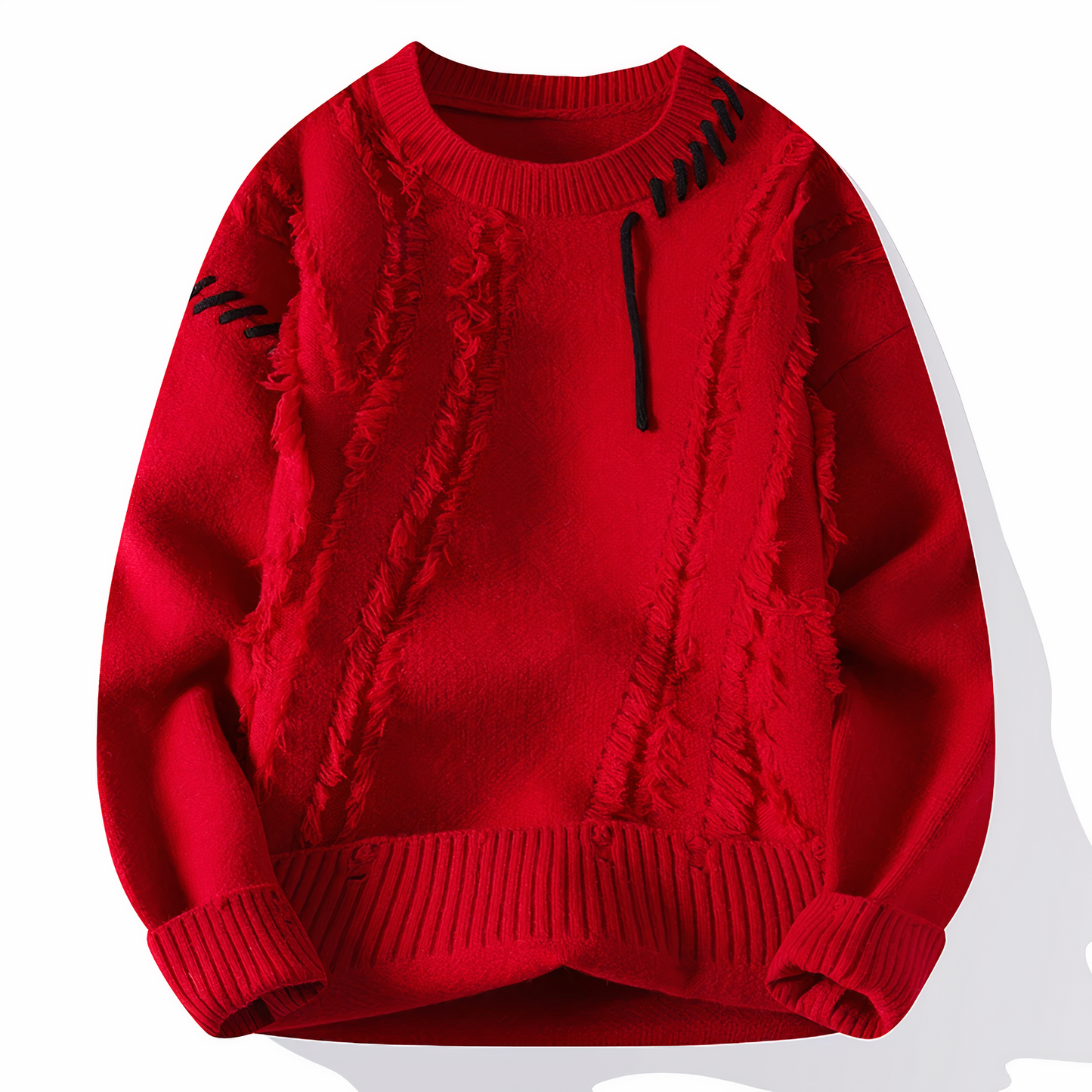 Oskar - trendiger Distressed-Strickpullover mit einzigartigen Details