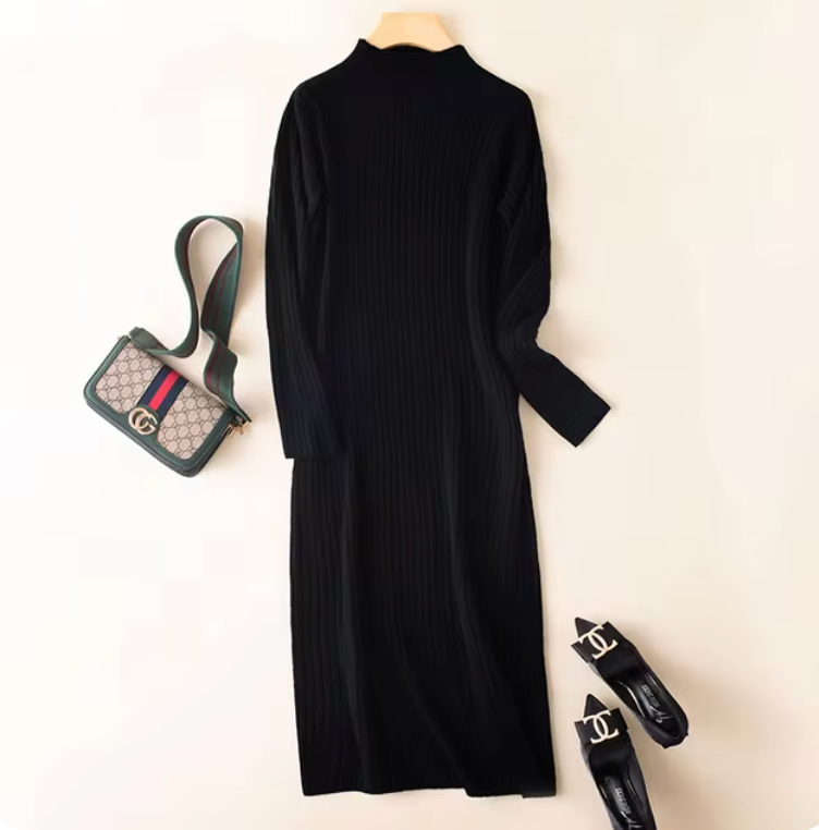 Monina - Kleid aus reiner Wolle bis zur Mitte der Wade