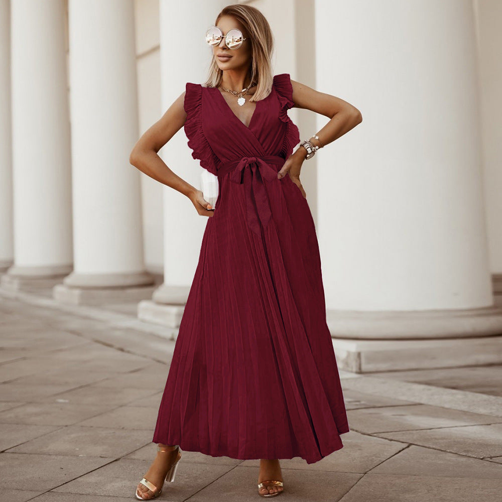 Gioia - elegantes Kleid mit V-Ausschnitt und angesetzten Ärmeln für Frauen